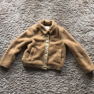 MADEWELL-Sherpa Portland Tan Teddy Bomber Jacket